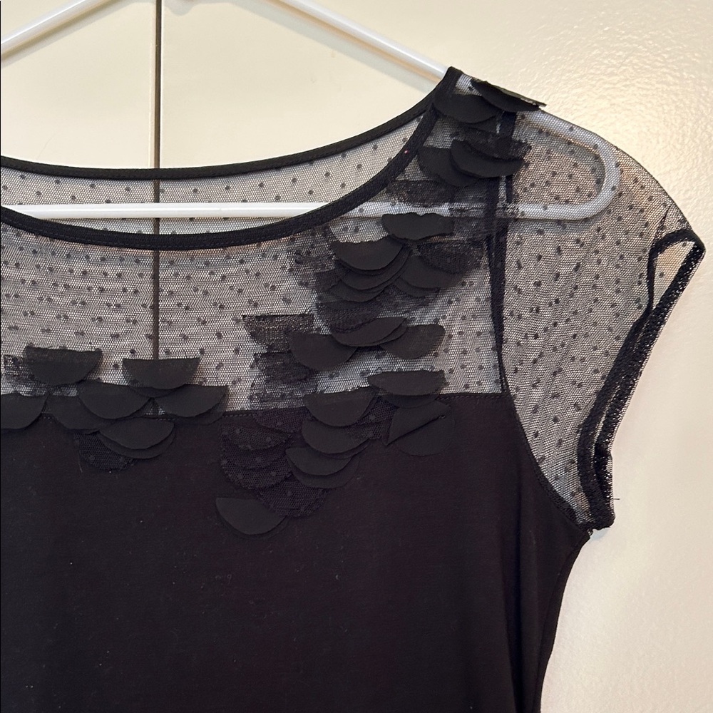 White House Black Market Black Sheer Blouse size small - Picture 2 of 6